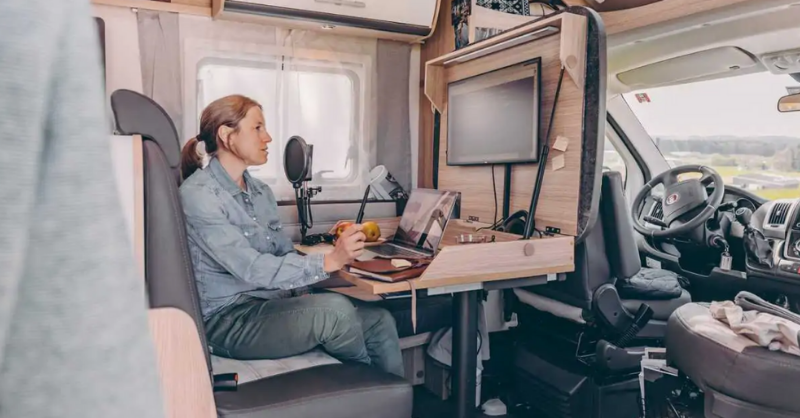Home Office Concept RV With Multi-Purpose Desk Redefines Remote Work | RVIA