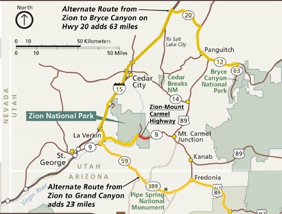 NPS Details New Large Vehicle Criteria in Zion National Park 4 Alternate Routes